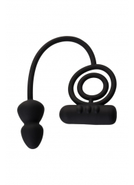 Чёрное эрекционное кольцо с вибропулькой и анальным хвостом - Erotist Adult Toys - в Сочи купить с доставкой