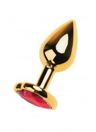 Золотистая анальная пробка с кристаллом-сердцем - 7,5 см. - ToyFa - купить с доставкой в Сочи