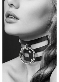 Чёрный тройной чокер с большим кольцом - Bijoux Pour Toi - купить с доставкой в Сочи