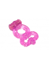 Розовое эрекционное кольцо Rings Treadle с подхватом - Lola Games - в Сочи купить с доставкой
