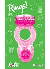 Розовое эрекционное кольцо с вибрацией Rings Ringer - Lola Games - в Сочи купить с доставкой