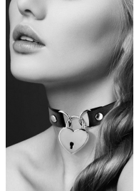 Черный чокер с замком в форме сердца - Bijoux Pour Toi - купить с доставкой в Сочи