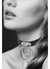 Черный чокер с двумя кольцами - Bijoux Pour Toi - купить с доставкой в Сочи