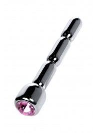 Серебристый уретральный плаг со стразом - 7 см. - ToyFa - купить с доставкой в Сочи