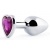 Серебристая анальная пробка с фиолетовым кристаллом-сердечком - 8 см. - Anal Jewelry Plug - купить с доставкой в Сочи
