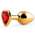 Золотистая анальная пробка с красным стразом-сердечком - 8 см. - Anal Jewelry Plug - купить с доставкой в Сочи