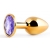 Золотистая анальная пробка с фиолетовым стразом - 7,2 см. - Anal Jewelry Plug - купить с доставкой в Сочи