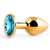 Золотистая анальная пробка с голубым стразом - 7,2 см. - Anal Jewelry Plug - купить с доставкой в Сочи