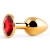 Золотистая анальная пробка с красным стразом - 7,2 см. - Anal Jewelry Plug - купить с доставкой в Сочи