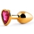 Золотистая анальная пробка с малиновым кристаллом-сердечком - 7 см. - Anal Jewelry Plug - купить с доставкой в Сочи
