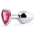 Серебристая анальная пробка с малиновым кристаллом-сердечком - 7 см. - Anal Jewelry Plug - купить с доставкой в Сочи