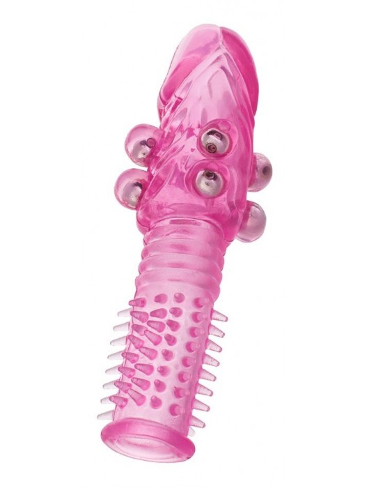 Стимулирующая розовая насадка с шишечками и шипами - 13,5 см. - Toyfa Basic - в Сочи купить с доставкой