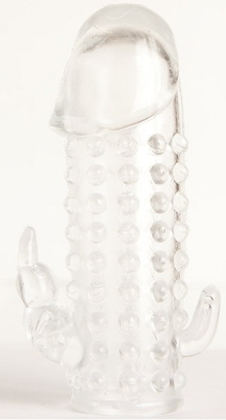 Гелевая прозрачная насадка с 2 отростками - 13 см. - Toyfa Basic - в Сочи купить с доставкой