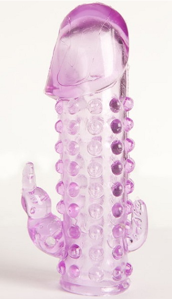 Закрытая фиолетовая насадка с 2 отростками - 13 см. - Toyfa Basic - в Сочи купить с доставкой