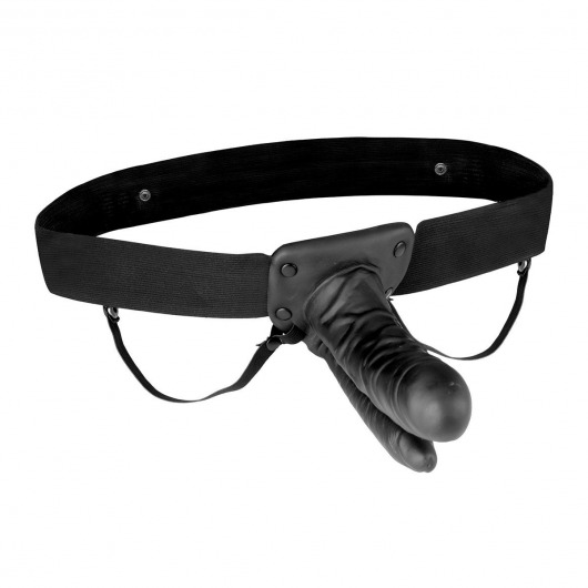 Полый страпон с двумя отростками и вибрацией Unisex Vibrating Hollow Strap-On Double Penetrating Dildo - 17,8 см. - Lux Fetish - купить с доставкой в Сочи