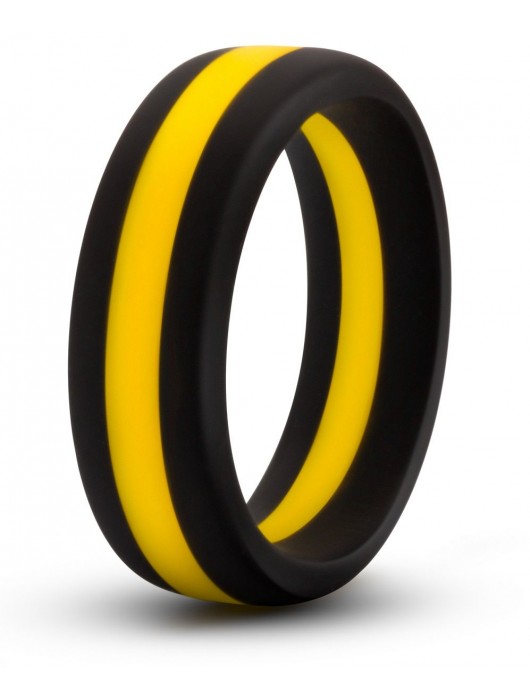 Черно-желтое силиконовое эрекционное кольцо Silicone Go Pro Cock Ring - Blush Novelties - в Сочи купить с доставкой