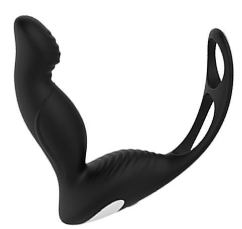 Черный вибромассажер простаты P-PLEASER W ERECTION ENHANCE - Dream Toys - в Сочи купить с доставкой