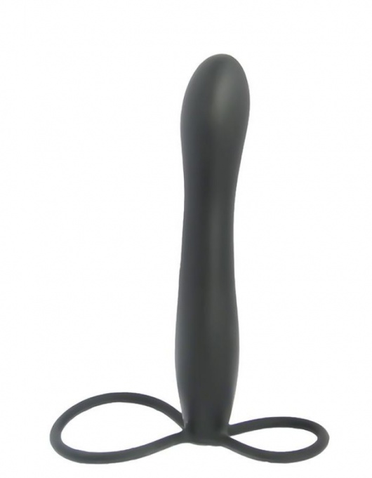 Черная насадка на пенис для двойной стимуляции Mojo BlackJack - 15 см. - Seven Creations - в Сочи купить с доставкой