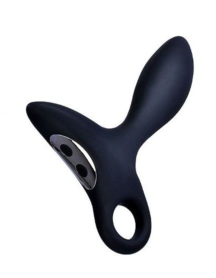 Черный силиконовый анальный вибромассажер Erokey с колечком-ограничителем - Erokay - в Сочи купить с доставкой