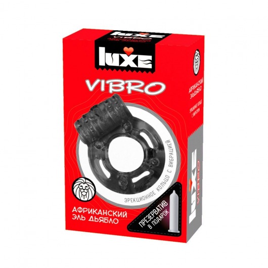 Чёрное эрекционное виброкольцо Luxe VIBRO  Африканский Эль Дьябло  + презерватив - Luxe - в Сочи купить с доставкой