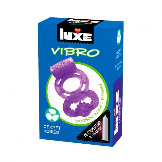 Фиолетовое эрекционное виброкольцо Luxe VIBRO  Секрет Кощея  + презерватив - Luxe - в Сочи купить с доставкой
