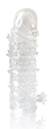 Закрытая прозрачная рельефная насадка Crystal sleeve - 13 см. - Erowoman-Eroman - в Сочи купить с доставкой