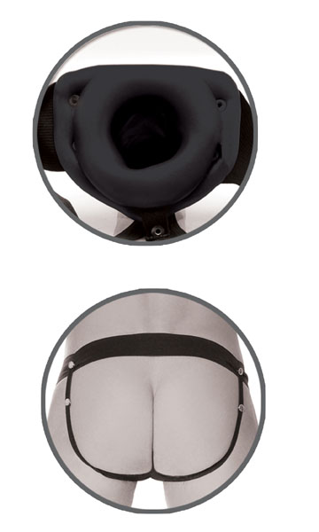 Черный полый страпон унисекс Hollow Strap-On - 14,5 см. - Pipedream - купить с доставкой в Сочи