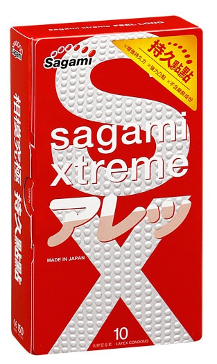 Утолщенные презервативы Sagami Xtreme Feel Long с точками - 10 шт. - Sagami - купить с доставкой в Сочи