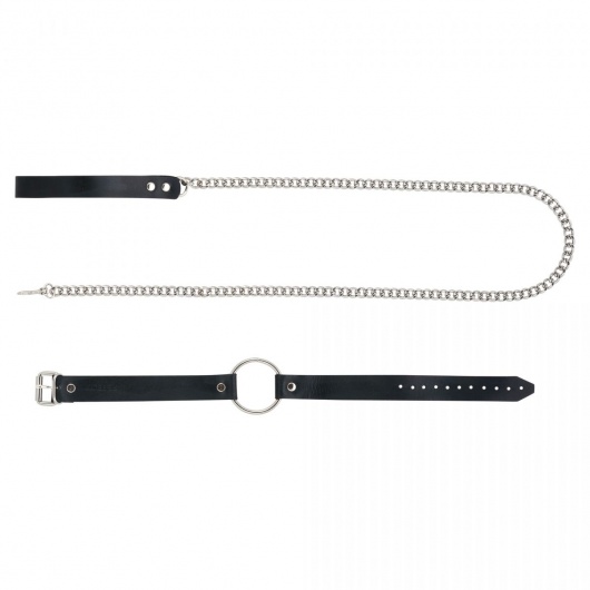 Черный поводок и чокер с кольцом Rada - Rebelts - купить с доставкой в Сочи