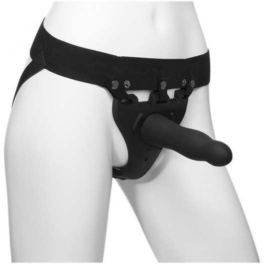Черный полый вибрострапон Body Extensions BE Aroused - 17,78 см. - Doc Johnson - купить с доставкой в Сочи
