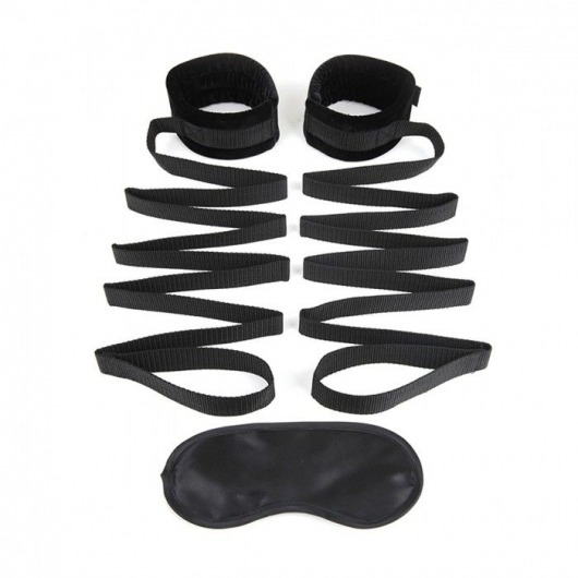 Чёрные манжеты для фиксации на кровати Bondage Bed Strap - Lux Fetish - купить с доставкой в Сочи
