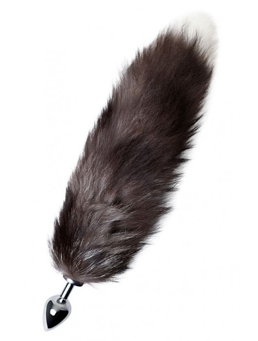 Серебристая металлическая анальная втулка с хвостом чернобурой лисы - размер S - ToyFa - купить с доставкой в Сочи