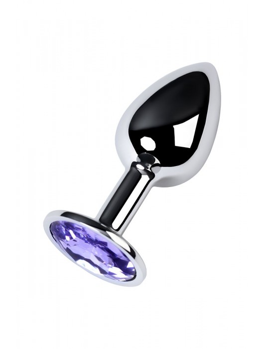 Серебристая конусовидная анальная пробка с фиолетовым кристаллом - 7 см. - ToyFa - купить с доставкой в Сочи