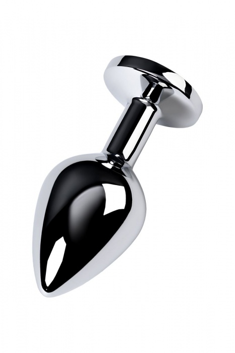 Серебристая конусовидная анальная пробка с голубым кристаллом - 8 см. - ToyFa - купить с доставкой в Сочи