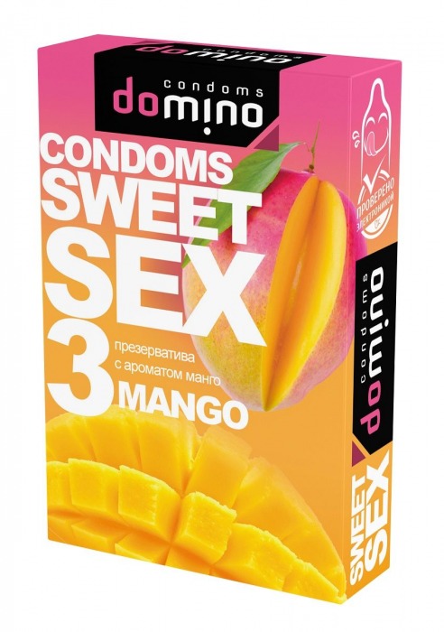 Презервативы для орального секса DOMINO Sweet Sex с ароматом манго - 3 шт. - Domino - купить с доставкой в Сочи