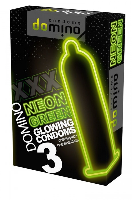 Презервативы DOMINO Neon Green со светящимся в темноте кончиком - 3 шт. - Domino - купить с доставкой в Сочи