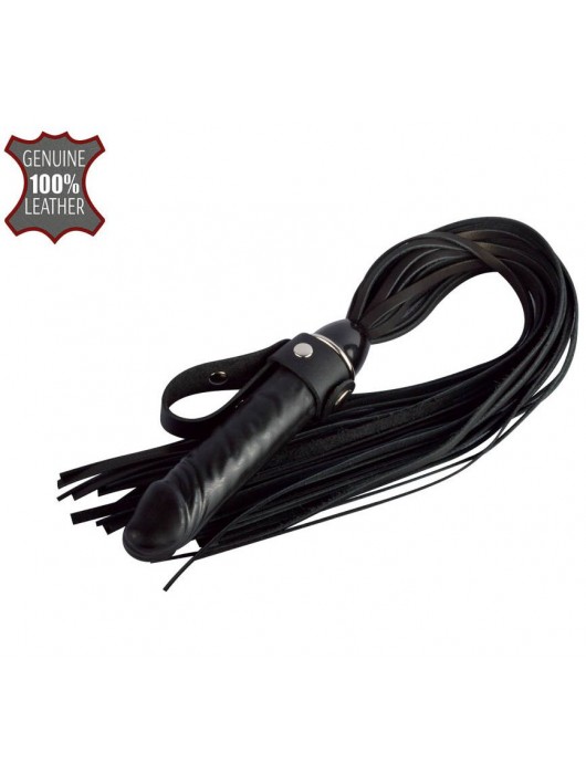 Черная плеть  Ковбой  с ручкой-фаллосом - 55 см. - Sitabella - купить с доставкой в Сочи