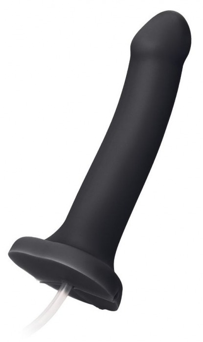 Черный фаллос с имитацией эякуляции Silicon Cum Dildo L - 19,6 см. - Strap-on-me - купить с доставкой в Сочи