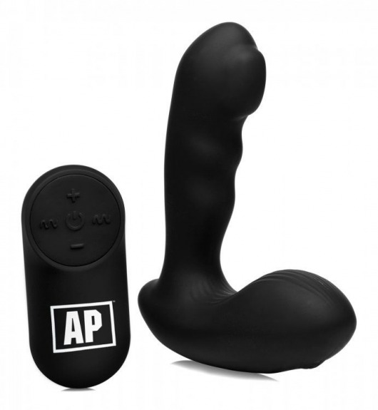 Черный стимулятор простаты Alpha-Pro 7X P-Milker Silicone Prostate Stimulator with Milking Bead - XR Brands - в Сочи купить с доставкой