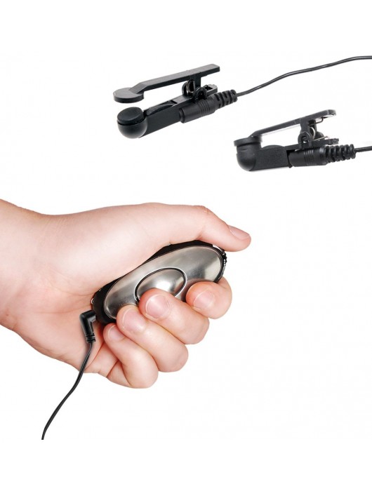 Черные электрические зажимы для сосков Shock Therapy Nipple Clamps - Pipedream - купить с доставкой в Сочи