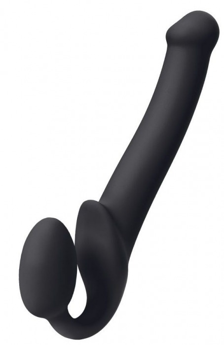 Черный безремневой страпон Silicone Bendable Strap-On M - Strap-on-me - купить с доставкой в Сочи