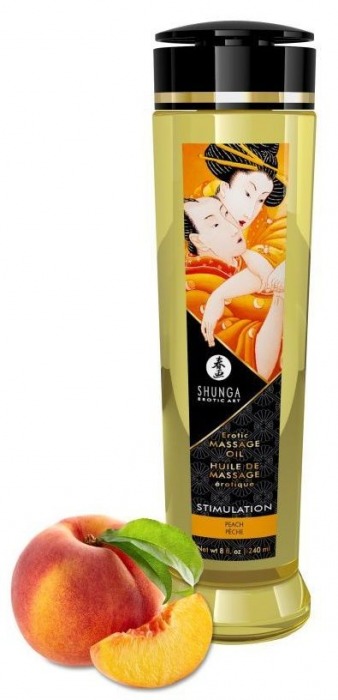 Массажное масло для тела с ароматом персика Stimulation - 240 мл. - Shunga - купить с доставкой в Сочи