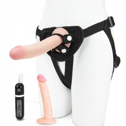 Регулируемые трусики с 2 насадками - 16 и 15 см. - Lux Fetish - купить с доставкой в Сочи