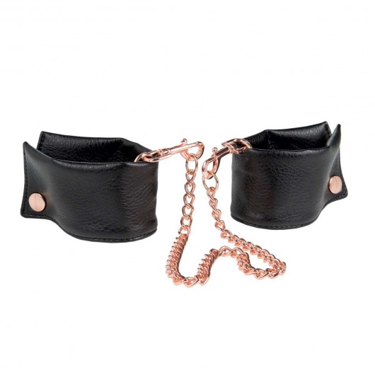 Черные мягкие наручники Entice French Cuffs с цепью - California Exotic Novelties - купить с доставкой в Сочи