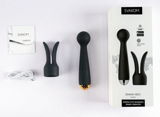 Черный интерактивный нагревающийся вибромассажер Emma Neo - Svakom