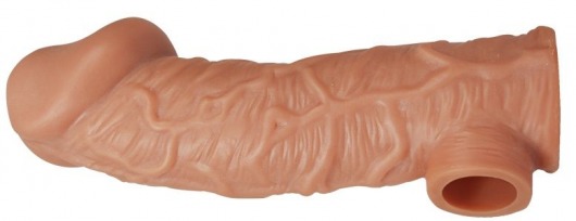 Телесная насадка на фаллос с отверстием для мошонки EXTREME SLEEVE - 17,6 см. - KOKOS - в Сочи купить с доставкой