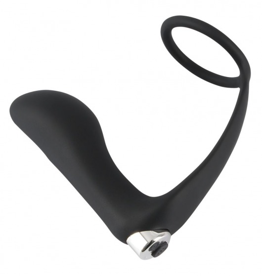Черное эрекционное кольцо с анальной вибропробкой Vibrating Ring   Plug - Orion - в Сочи купить с доставкой