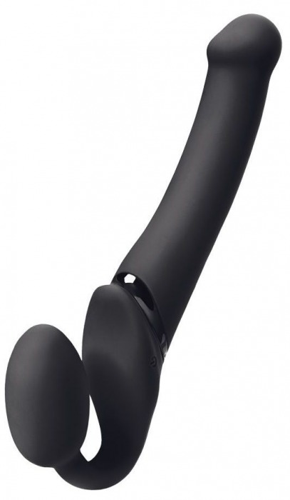 Черный безремневой вибрострапон Silicone Bendable Strap-On M - Strap-on-me - купить с доставкой в Сочи