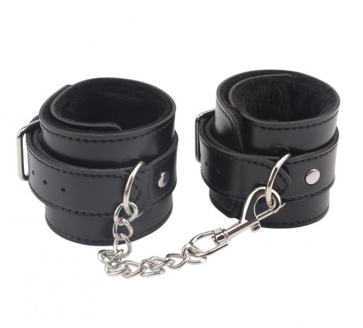 Черные оковы на ноги Obey Me Leather Ankle Cuffs - Chisa - купить с доставкой в Сочи
