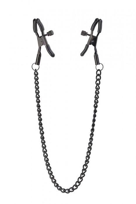 Черные зажимы на соски на цепочке BLAZE DELUXE NIPPLE CLAMPS - Dream Toys - купить с доставкой в Сочи